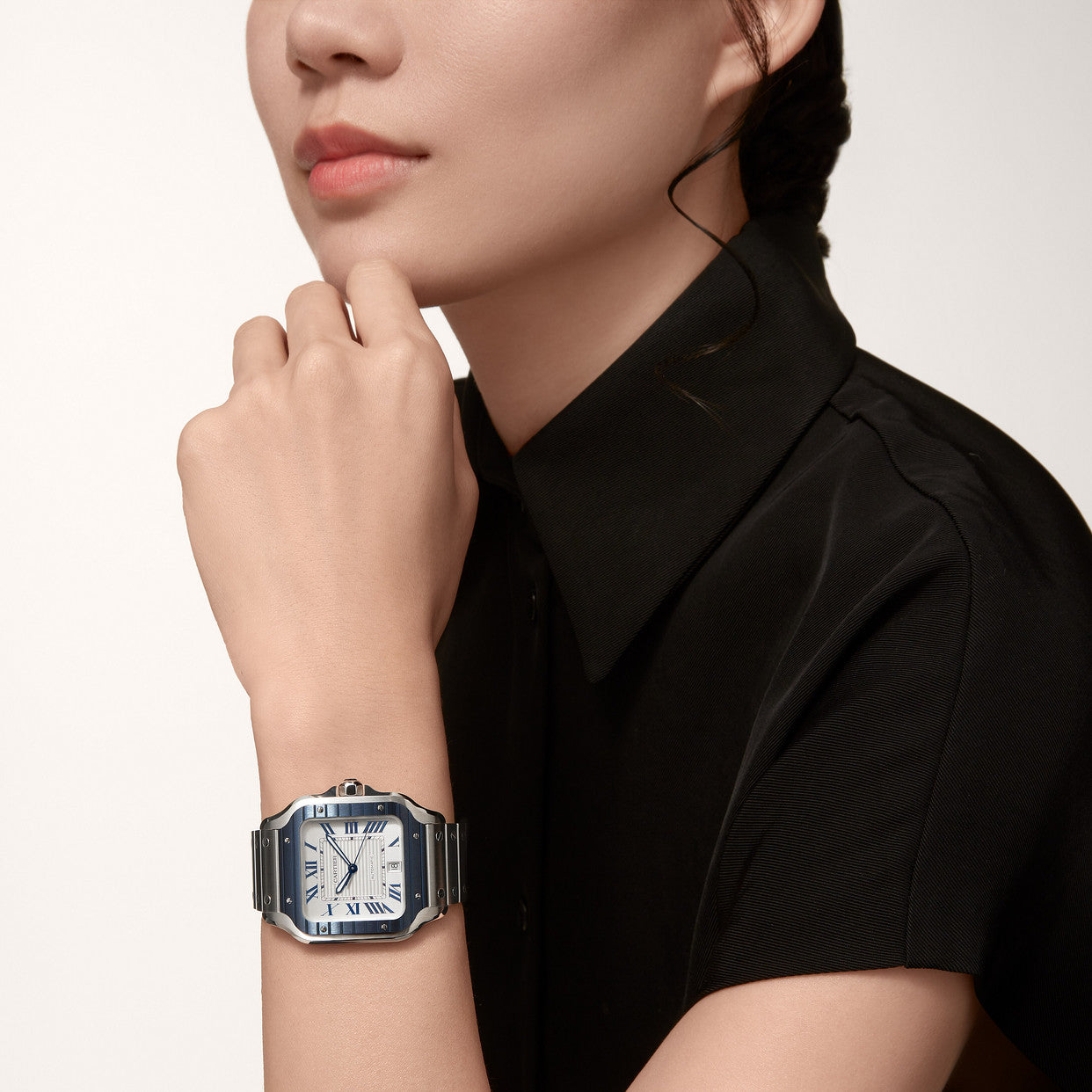 Cartier SANTOS-blue synthetic spinel 40mm