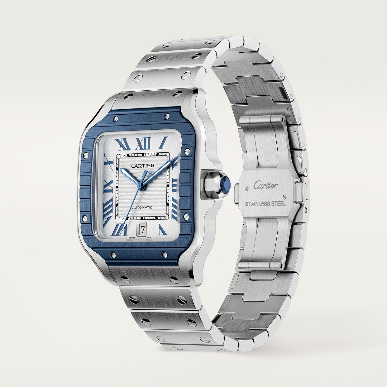 Cartier SANTOS-blue synthetic spinel 40mm