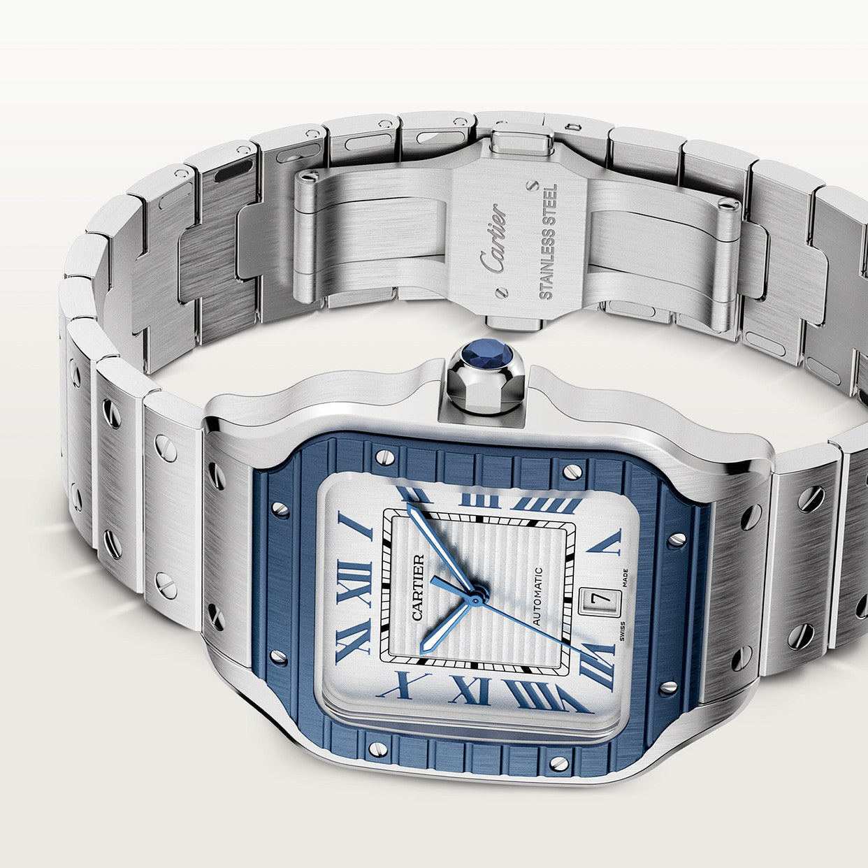Cartier SANTOS-blue synthetic spinel 40mm